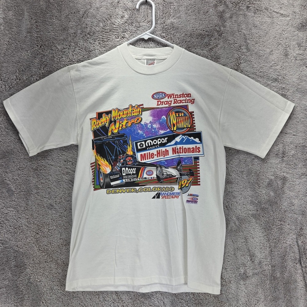 Vintage NHRA Shirt Mens M 1997 Mopar Mile-High Nationals Tee Race Jerzees